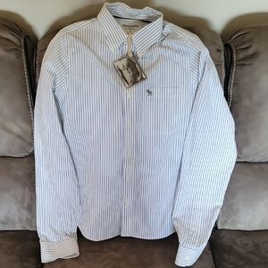 Abercrombie & Fitch Men's Blue Striped Shirt